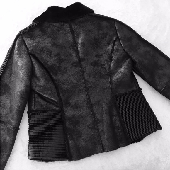 Morgan De Toi Womens Black Faux Leather Wrap Jacket Size S M $110 - Picture 5 of 5